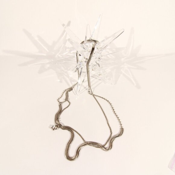 Chico's Snake Link Necklace with Clear Rhinestones - Picture 3 of 7